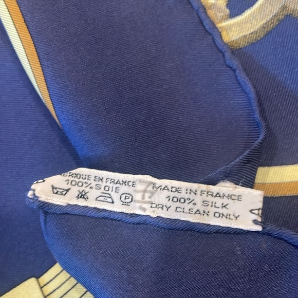 Hermes scarf vintage pattern, springs, dark blue - Picture 6 of 12